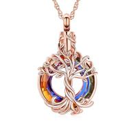 Minicremation Joyería de cremación para cenizas, collar de urna de árbol de la vida, joyería conmemorativa, collar con colgante con relleno de embudo, regalos para mujeres y hombres, Acero inoxidable,