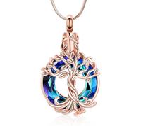 Minicremation Joyería de cremación para cenizas, collar de urna de árbol de la vida, joyería conmemorativa, collar con colgante con relleno de embudo, regalos para mujeres y hombres, Acero inoxidable