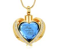 Minicremation Joyería de cremación para cenizas, collar de urna de corazón de cristal con mini urna de recuerdo, joyería conmemorativa de cenizas, Acero inoxidable, Circón