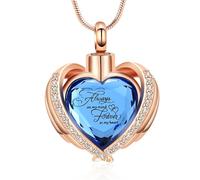 Minicremation Joyería de cremación para cenizas, collar de urna de corazón de cristal con mini urna de recuerdo, joyería conmemorativa de cenizas, Acero inoxidable