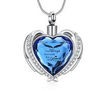 Minicremation Joyería de cremación para cenizas, collar de urna de corazón de cristal con mini urna de recuerdo, joyería conmemorativa de cenizas, Acero inoxidable, Circón