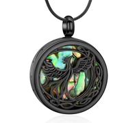 Minicremation Joyería de cremación para cenizas, collar de urna de fénix de acero inoxidable para mujeres y hombres, colgante de urna de concha de abulón, joyería conmemorativa, Acero inoxidable, No