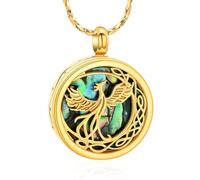 Minicremation Joyería de cremación para cenizas, collar de urna de fénix de acero inoxidable para mujeres y hombres, colgante de urna de concha de abulón, joyería conmemorativa, Acero inoxidable, No