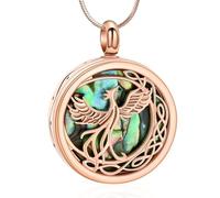Minicremation Joyería de cremación para cenizas, collar de urna de fénix de acero inoxidable para mujeres y hombres, colgante de urna de concha de abulón, joyería conmemorativa, Acero inoxidable, No