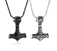 Minicremation Mjolnir - Collar de urna de Martillo de Thors para Cenizas para Hombre, joyería Celta nórdica vikinga, joyería de cremación para Mujer, Colgante conmemorativo de Cenizas, Acero