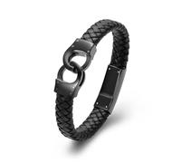 Minicremation - Pulsera de piel trenzada con esposas para cenizas de tus seres queridos, joya funeraria para cenizas, regalo para hombres y mujeres, 18 centimeters, Acero inoxidable, No es una piedra
