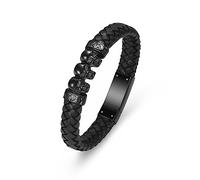 Minicremation Pulsera de urna de calavera para cenizas para hombres y mujeres, brazalete conmemorativo de recuerdo de cuero trenzado, pulsera de cremación, regalo para hombres, papá, marido,