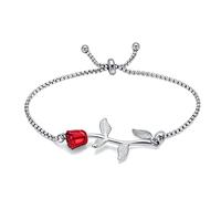 Minicremation Pulsera de urna de cremación para cenizas, eslabones conmemorativos, ajustable, pulsera de recuerdo para cenizas para mujer, Acero inoxidable, No es una piedra preciosa, rojo