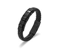 Minicremation Pulsera de urna de cremación para cenizas, pulsera de cuero para mujeres y hombres, joyería de cremación conmemorativa (18CM, Negro)