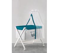 Minicuna plegable de madera con dosel y vestidura - HAPPY WHALE