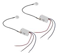 Minidetector de movimiento (2 unidades, 220 V, IP20, empotrable, alcance de 6 m, con sensor crepuscular para interior y exterior, retardo ajustable, color blanco