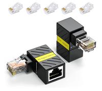 Minidodoca Paquete de 2 extensores Ethernet Cat6 de rotación de 360°, adaptador de extensión Cat5 Cat6 de ángulo recto de 90 grados LAN RJ45 macho a hembra (RJ45 ángulo recto)