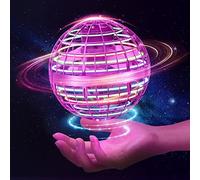 Minidron volador con con forma de bola, rotación de 360°, RGB, para interiores y exteriores, juguete infantil, color rosa