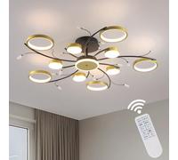 minifair La Lámpara de Techo LED Flor Moderna Lámpara Creativa Lampara Techo Redonda Con Control Remoto Lamparas Es Regulable para Salas de Estar Dormitorio Comedores y Cocina 10+1 luces