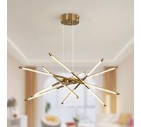 minifair Moderna lámpara LED Sputnik, lámpara colgante industrial negro/dorado, iluminación de techo colgante interior con 12 cabezales para sala de estar, comedor, cocina, dormitorio
