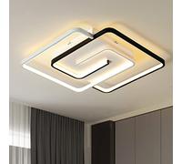 minifair Plafón LED moderno 36W 50cm con mando a distancia blanco y negro geometría cuadrada regulable empotrable para salón dormitorio cocina