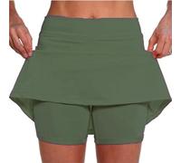 Minifalda básica de tenis, minifalda escolar, casual, ropa deportiva, con pantalones cortos, de verano, para yoga, ciclismo, gimnasio, entrenamiento, verde, S