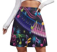 Minifalda Chic para Mujer - Elegante Y Sexy, Falda Ajustada con Notas Y Elementos Clave del Piano Y Símbolos Musicales Divertidos, Uso Diario Y Salidas, Tallas Grandes S-4Xl, Azul
