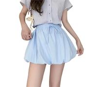 Minifalda de Burbujas Faldas Versátiles De Cintura Alta con Cordones For Mujer, Minifaldas Abullonadas Verano For, Falda Capullos Flores Dulces En Colores Pastel(Blue,M)