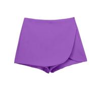 Minifalda de cintura alta para mujer, falda asimétrica para pantalones cortos deportivos elásticos y cómodos con capa de falda, faldas casuales de entrenamiento, morado, XS