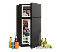 Minifrigorífico de 60 l con congelador de 22 L, puerta de cristal, iluminación LED, silencioso, independiente, control de temperatura, para cocina, oficina, salón y vivienda de estudiantes