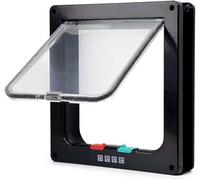 MiniGlypture Puerta para gatos, 4 vías con bloqueo, puerta para mascotas, puerta para animales (Negro, S)