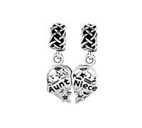 MiniJewelry 2 dijes colgantes de corazón para tía, abuela, nieta, hermana, sobrina, amor, para pulseras, Cobre Zirconia cúbica, Circonita cúbica
