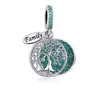 MiniJewelry Abalorio colgante brillante del árbol de la vida familiar compatible con pulseras Pandora Charms Moments, talla única, Cobre, No es una piedra preciosa
