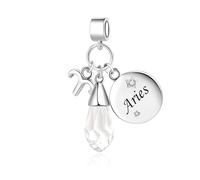 MiniJewelry Abalorio colgante de signo del zodiaco con piedras natales brillantes para pulseras Pandora, talla única, Cobre, No es una piedra preciosa