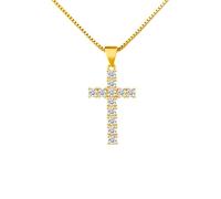 MiniJewelry Collar con colgante de cruz de oro, gargantilla de cruz religiosa, regalo de Navidad, cumpleaños, joyería para mujeres, hija, hermana, abuela, nieta, tía, amistad, talla única, Metal, No