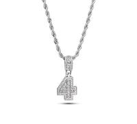 MiniJewelry Collar con colgante de número de la suerte para mujeres y niñas hombres 0 1 2 3 4 5 6 7 8 9 tono plateado claro cúbico Zriconia regalo esposa e hijas hermanas cumpleaños aniversario