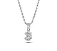 MiniJewelry Collar con colgante de número de la suerte para mujeres y niñas hombres 0 1 2 3 4 5 6 7 8 9 tono plateado claro cúbico Zriconia regalo esposa e hijas hermanas cumpleaños aniversario