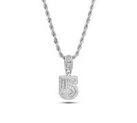 MiniJewelry Collar con colgante de número de la suerte para mujeres y niñas hombres 0 1 2 3 4 5 6 7 8 9 tono plateado claro cúbico Zriconia regalo esposa e hijas hermanas cumpleaños aniversario