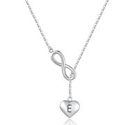 MiniJewelry Collar de plata con dije de corazón infinito con letra de la A a la Z, regalo de joyería para mujeres, hija, hermana, nieta, acero inoxidable, talla única, Metal, No es una piedra preciosa