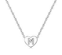 MiniJewelry - Collar de plata con inicial en forma de corazón para niñas, niños, mujeres, regalo personalizado