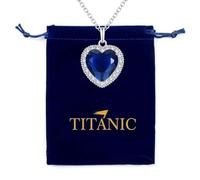 Minikeda Titanic Heart The Ocean - Collar de plata con colgante de zafiro azul simulado, joyería Titanic, regalo para mujer, plata, talla única, Cristal, Circonia cúbica