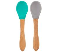 Minikoioi Cucharas de Silicona y Bambú Verde/Gris +9m 2 uds