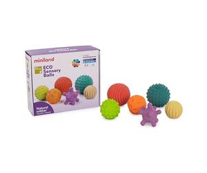 Miniland 6 Pelotas Sensoriales para Bebés - Sensory Ball | Juguete Bebé, Bolas anti-estres, Diferentes Texturas, Colores y Tamaños