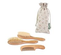 Miniland 89339 - Set de peines para bebé de madera natural en bolsita 100% sostenible, Set de regalo bebé ECO, Colección EcoFriendly