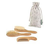 Miniland - Baby Haircare Chip - Set de peines para bebé de madera natural en bolsita 100% sostenible. Set de regalo bebé ECO, Colección EcoFriendly