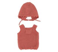 Miniland - Conjunto de Ropa de Punto Reciclado para muñeco de 32 cm Miniland Dolls - Pelele y Capota Coral