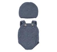 Miniland - Conjunto de Ropa de Punto Reciclado para muñeco de 32 cm Miniland Dolls - Pelele y Gorro Azul