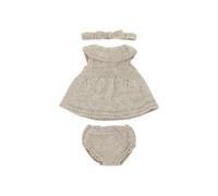 Miniland - Conjunto de Ropa de Punto Reciclado para muñeco de 32 cm Miniland Dolls - Vestido y Diadema, Beige, 31653