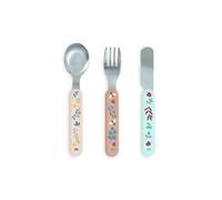 Miniland - Cubiertos Infantiles, Ergonómicos para Bebé, Acero Inoxidable, Mangos sin BPA, Incluye Cuchara, Cuchillo y Tenedor (Dreamland)