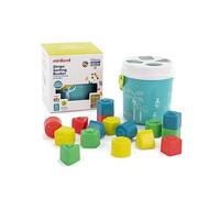 Miniland Cubo de Formas encajables Turquesa. Juego de Habilidad para bebés de 1 a 2 años, Fabricado en España con Materiales sostenibles. Colección Feel to Learn.