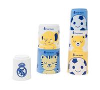 Miniland - Cubos Apilables del Real Madrid para Bebés - Juego Estimulación Temprana con Colores Contrastados y Diseño Madridista - Desarrolla Coordinación y Lógica - para Niños y Niñas de 0 a 3 Años