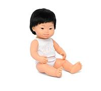 Miniland Dolls: Muñeco bebé Asiático Niño con Síndrome Down de Vinilo Suave de 38cm. Presentado con Ropa Interior en Caja de Regalo (31265)