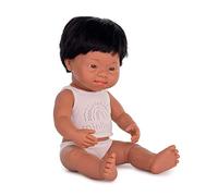 Miniland Dolls: Muñeco bebé Latino Niño con Síndrome Down de Vinilo Suave de 38cm. Presentado con Ropa Interior en Caja de Regalo (31267)
