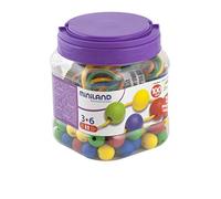 Miniland Educational 154214 - Bote con bolas ensartables 20 mm, 100 piezas
