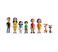 Miniland Familia de Piel Intermedia - Set de 8 Figuras para Juego Simbólico, Muñecos Inclusivos para Casa de Muñecas, Juguete Educativo sobre Diversidad y Valores, +2 Años